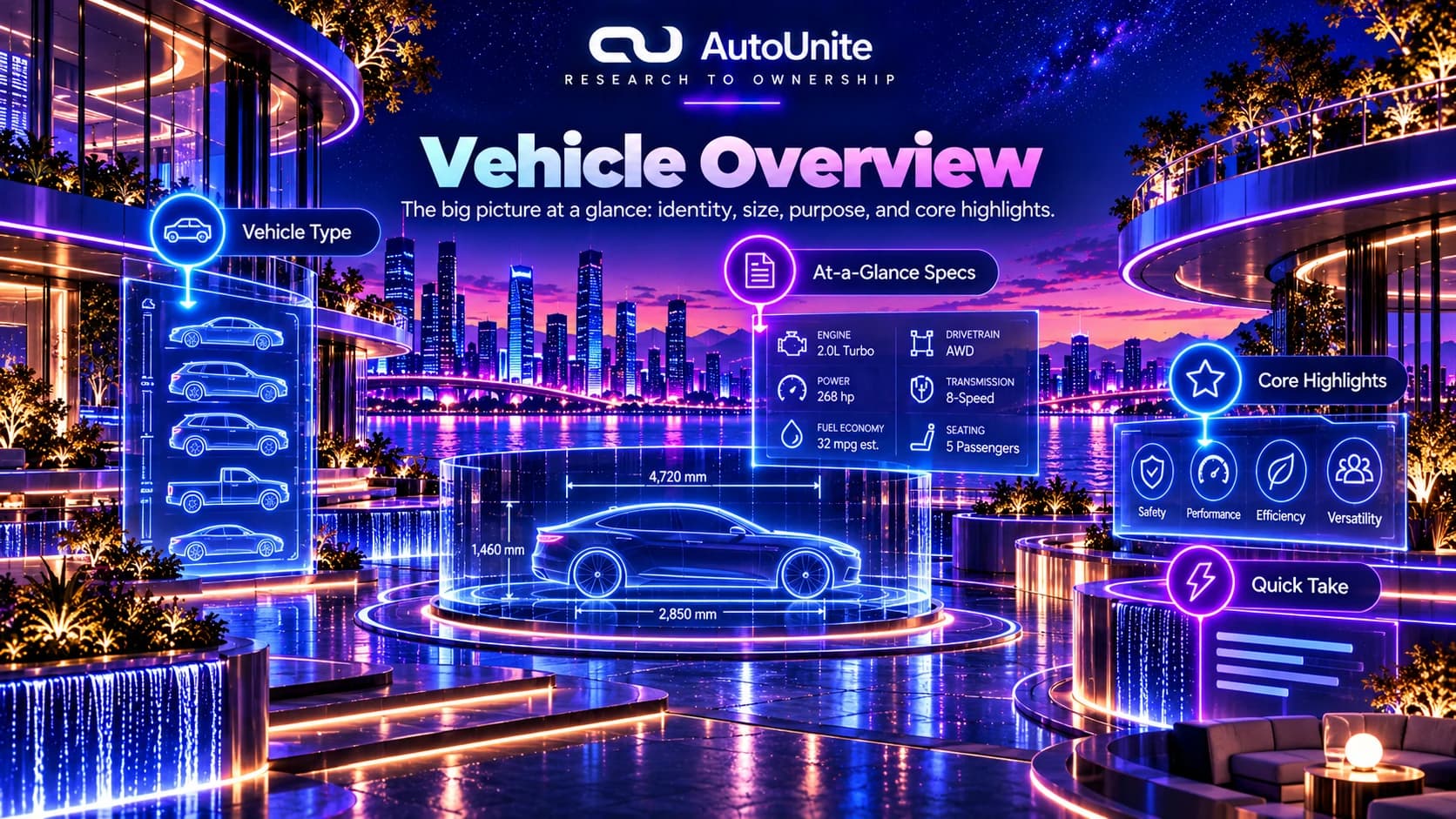The big picture at a glance, using universal vehicle research references without depicting a specific make or model.