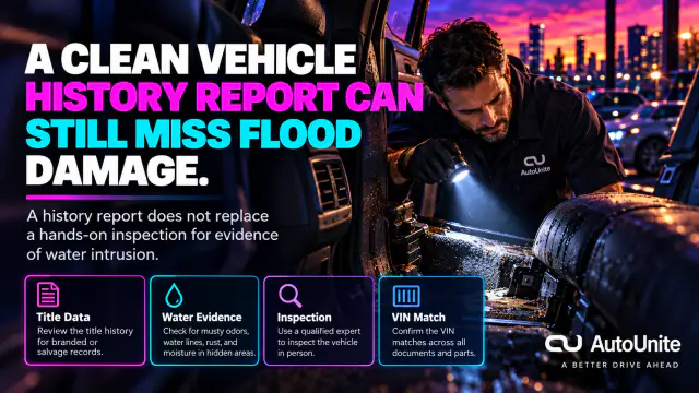 A Clean Vehicle History Report Can Still Miss Flood Damage.