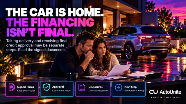 The Car Is Home. The Financing Isn't Final.